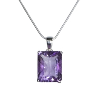 Amethyst Rectangular Sterling Silver Pendant