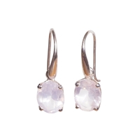 Rose Quartz & Sterling Silver Oval Faceted  Earrings