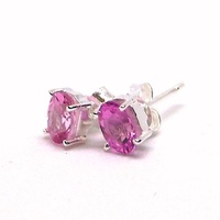 Pink Tourmaline & Sterling Silver Earrings
