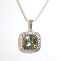 Green Amethyst & Sterling Silver Pendant