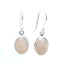 Morganite & Sterling Silver Oval Earrings