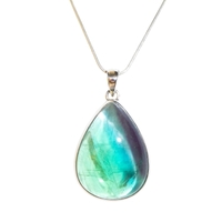 Rainbow Fluorite & Sterling Silver Pendant