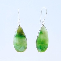 Green Jade & Sterling Silver Earrings