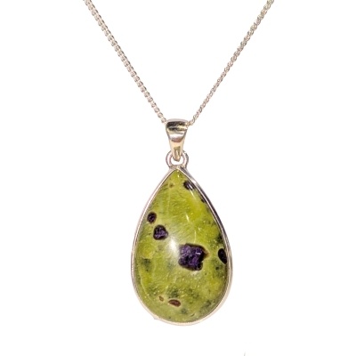  Stichtite in Serpentine & Sterling Silver Pendant