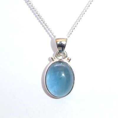 Blue Fluorite & Sterling Silver Pendant