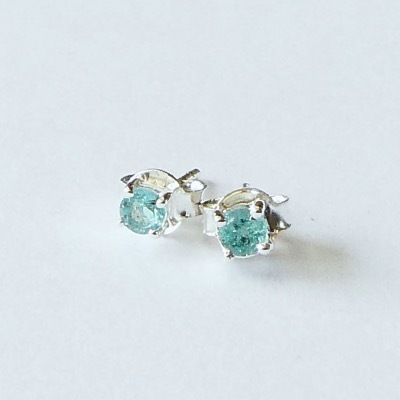 Blue Sapphire & Sterling Silver Studs