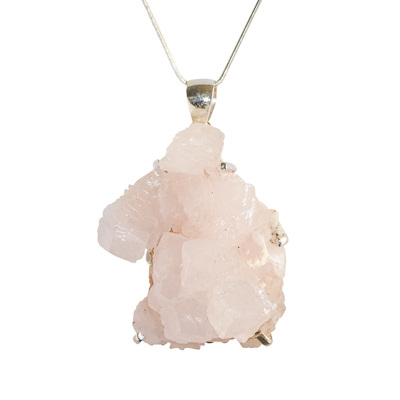 Pink Calcite & Sterling Silver Pendant