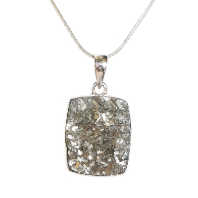 Pyrite Cluster and Sterling Silver Pendant