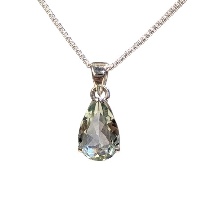 Green Amethyst & Sterling Silver Pendant