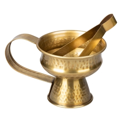 Brass Charcoal Burner with Tongs